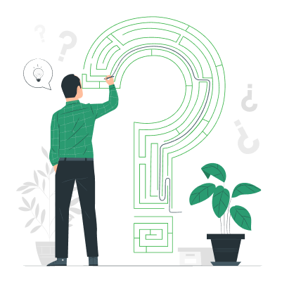 Illustration of an analyst examining a large fingerprint through a magnifying glass